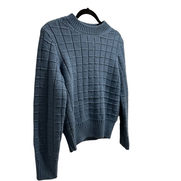 American Eagle blue waffle knit crewneck sweater Small - Picture 4 of 11